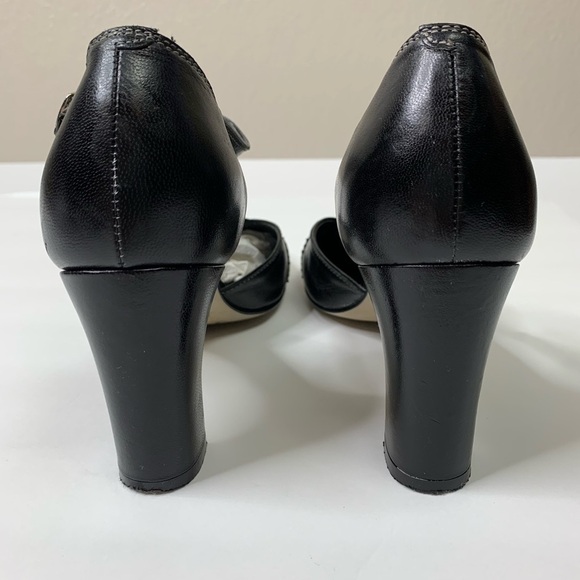 Gianni Bini Black Square Toe Ankle Strap Heels Grandma Core Retro 1930’s Style - Picture 9 of 13
